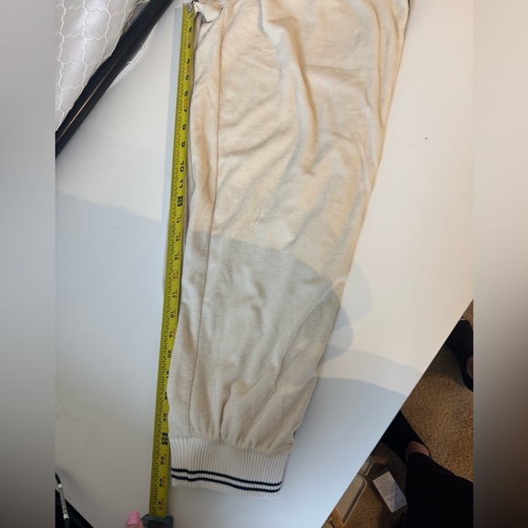 Faherty Richie Jogger Pants CREAM w/ NAVY BLUE Stripes Large - Picture 13 of 14
